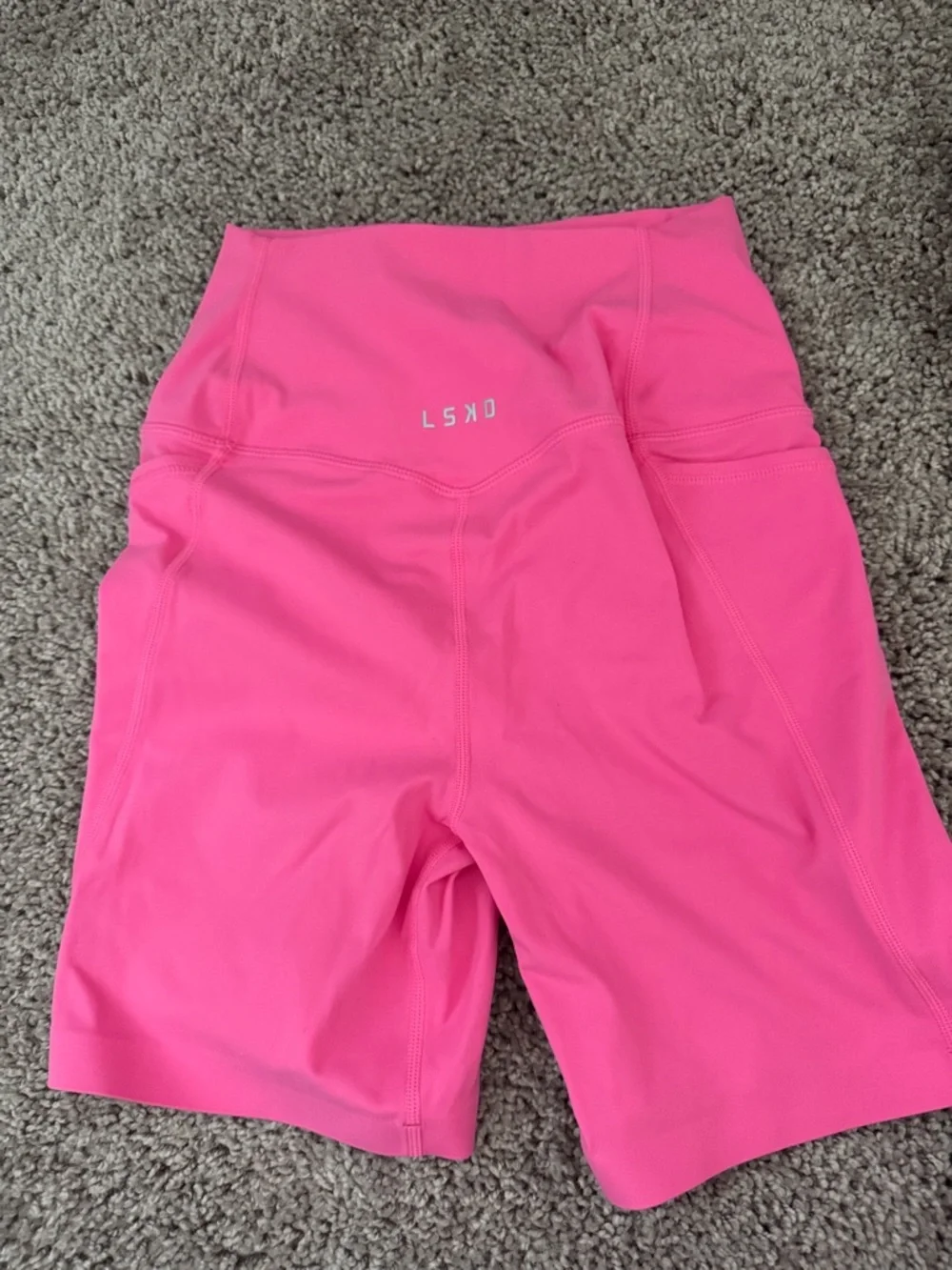 LSKD Women’s High-Waist Pink Performance Bike Shorts - Picture 2 of 2
